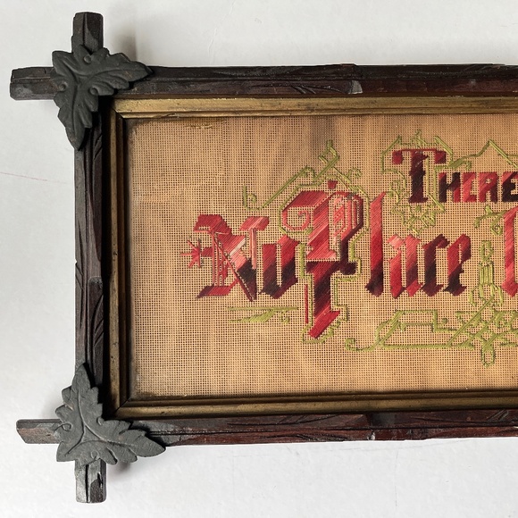 VTG No Place Like Home Embroidered Victorian Frame Needlepoint Oz Inspiration - Picture 3 of 16